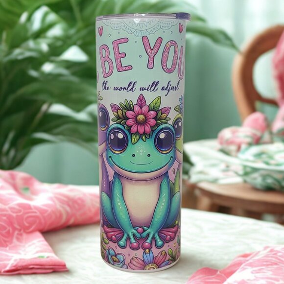 Whimsical "Be You" Frog 20 oz Tumbler – by Scott Heil of The Crowing Hen - Picture 1 of 9